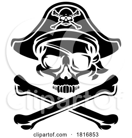 Pirate Hat Skull and Crossbones Cartoon by AtStockIllustration