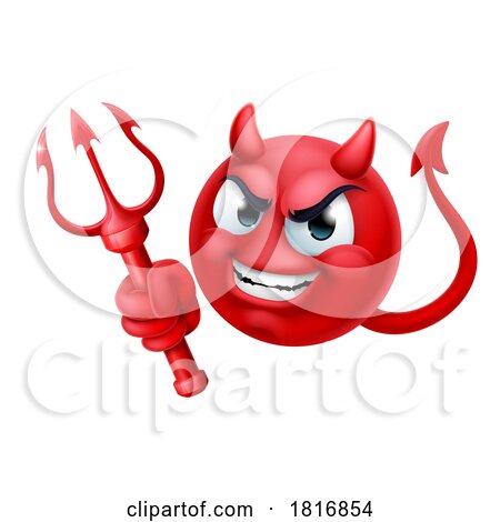 Devil Emoji Emoticon Man Face Cartoon Icon Mascot by AtStockIllustration