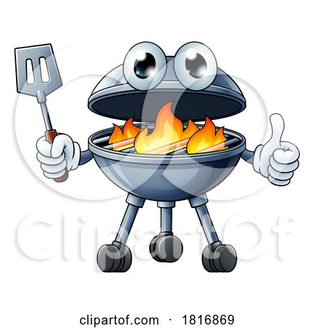 Barbecue Cartoon Mascot Charcoal BBQ Person by AtStockIllustration