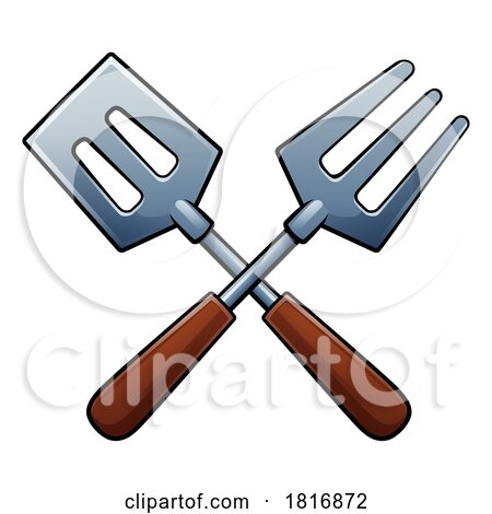 Barbecue Tools BBQ Cartoon Icon Illustration by AtStockIllustration