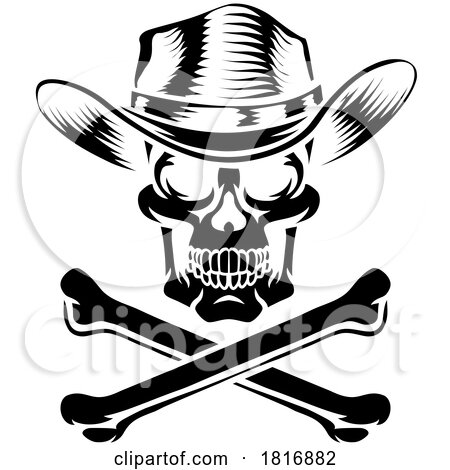 Cowboy Hat Western Skull Pirate Cross Bones by AtStockIllustration