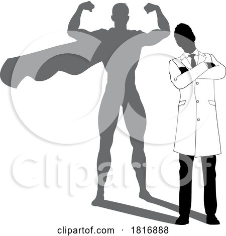 Superhero Scientist Super Hero Shadow Silhouette by AtStockIllustration