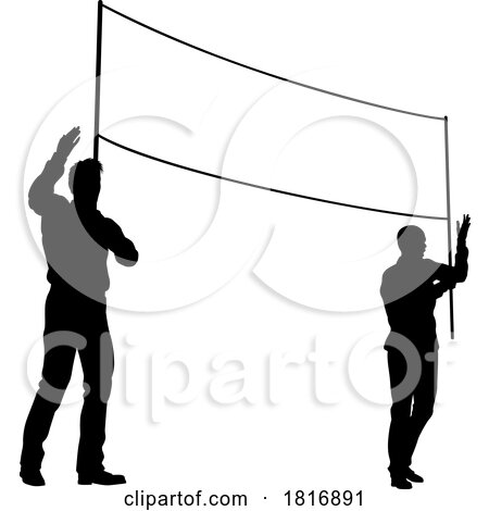 Banner Silhouette Protestors at March Rally Strike by AtStockIllustration