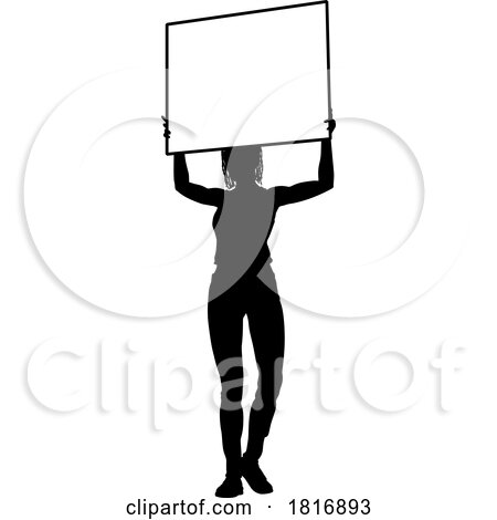 Protest Rally March Picket Sign Silhouette Person by AtStockIllustration