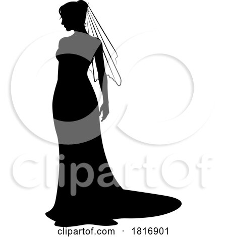 Bride Bridal Wedding Dress Silhouette Woman Design by AtStockIllustration