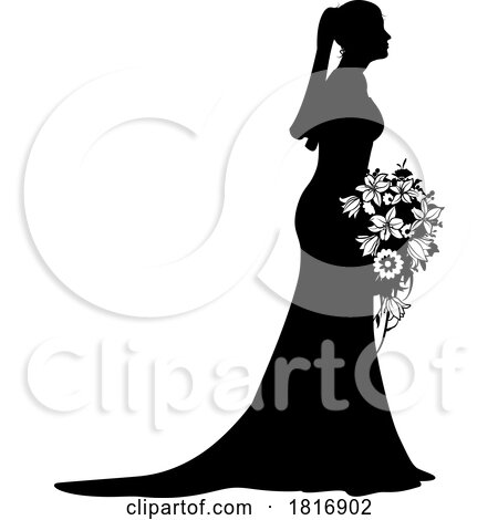 Bride Bridal Wedding Dress Silhouette Woman Design by AtStockIllustration