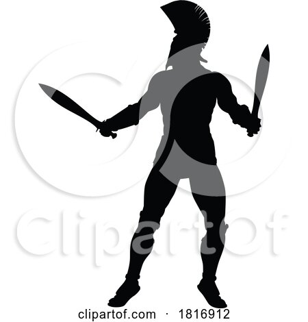 Spartan Silhouette Gladiator Trojan Greek Warrior by AtStockIllustration