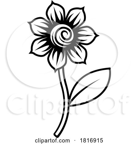 Flower Vintage Woodcut Retro Tattoo Design Style by AtStockIllustration