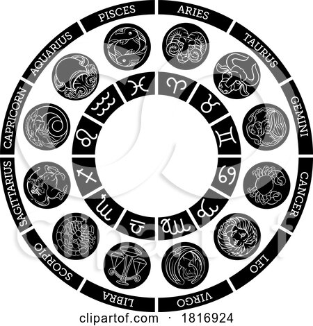 Astrology Zodiac Horoscope Star Signs Symbols Set by AtStockIllustration