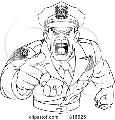 Policeman Angry Police Man Cartoon Character Cop by AtStockIllustration