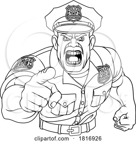 Policeman Angry Police Man Cartoon Character Cop by AtStockIllustration