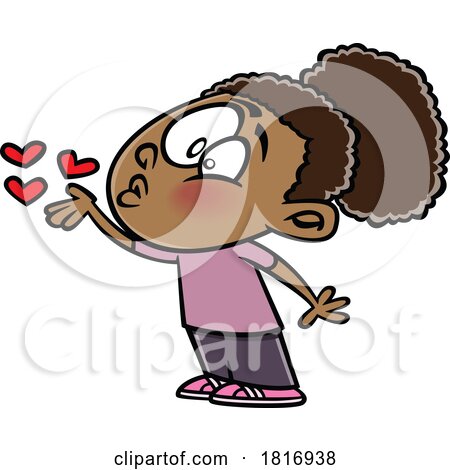 Cartoon Sweet Girl Blowing a Kiss Licensed Clipart by toonaday