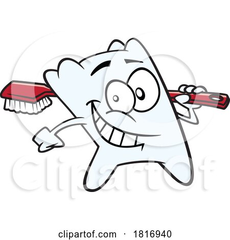 Cartoon Tooth Mascot Running with a Toothbrush Licensed Clipart by toonaday