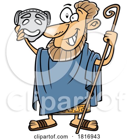 Cartoon Greek Actor Licensed Clipart by toonaday