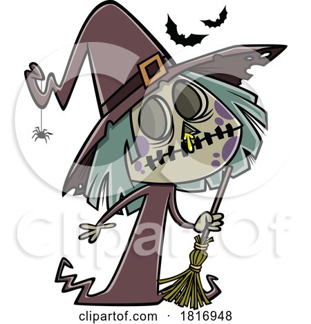 Cartoon Halloween Zombie Witch Licensed Clipart by toonaday