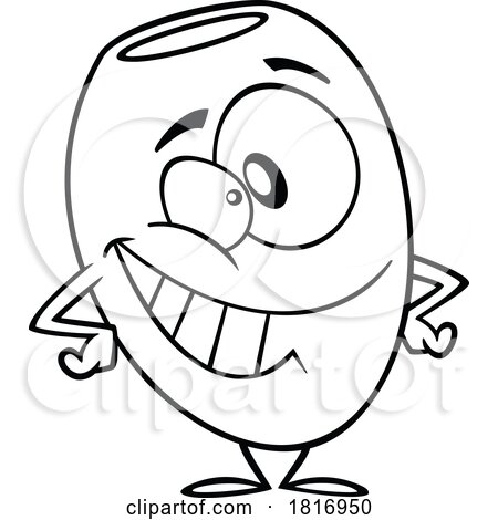 Cartoon Black and White Happy Olive Mascot Licensed Clipart by toonaday