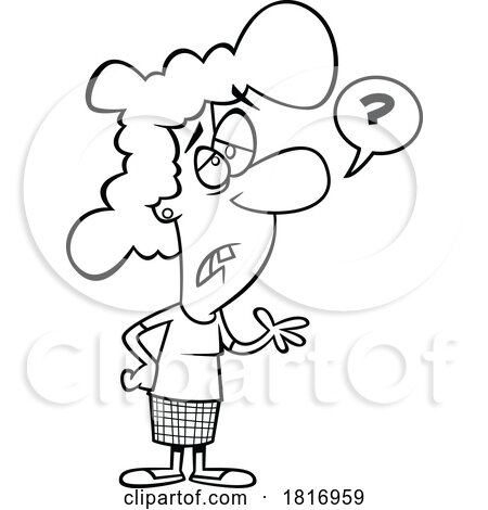 Cartoon Black and White Woman Asking a Stupid Question Licensed Clipart by toonaday