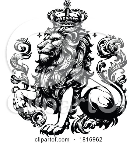 Black and White Heraldic Lion King by dero