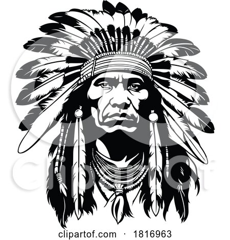 Black and White Native American Chief by dero