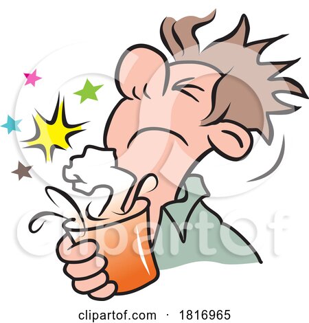 Cartoon Man Holding a Drink with a Punch Licensed Clipart by Johnny Sajem