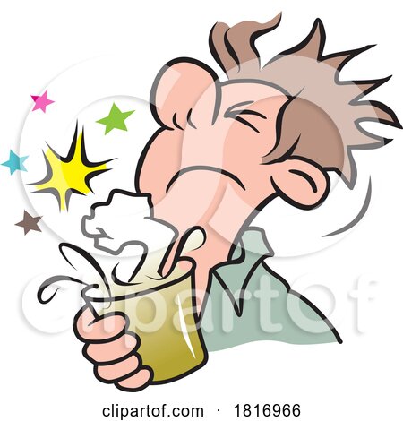 Cartoon Man Holding a Drink with a Punch Licensed Clipart by Johnny Sajem