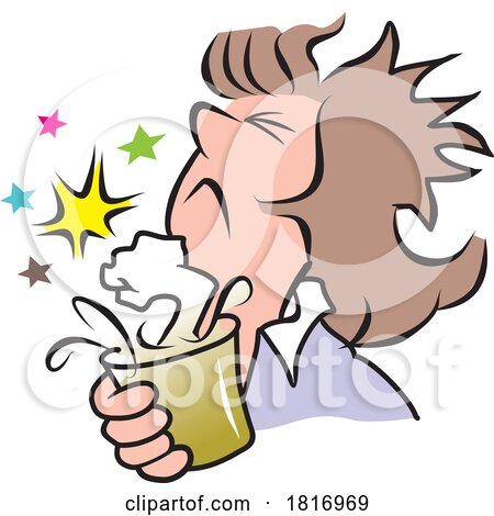 Cartoon Woman Holding a Drink with a Punch Licensed Clipart by Johnny Sajem