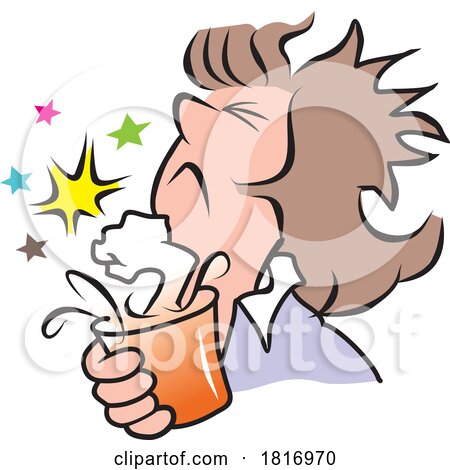 Cartoon Woman Holding a Drink with a Punch Licensed Clipart by Johnny Sajem