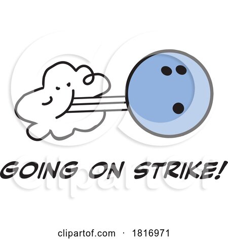 Cartoon Rolling Bowling Ball with Going on Strike Text Licensed Clipart by Johnny Sajem