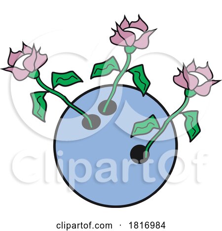 Cartoon Retired Bowling Ball with Flowers Licensed Clipart by Johnny Sajem