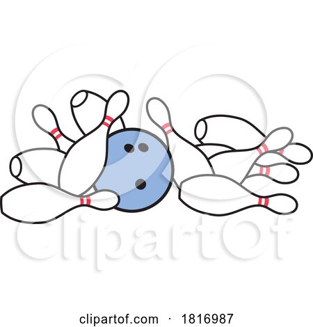 Cartoon Bowling Ball and Pins Licensed Clipart by Johnny Sajem