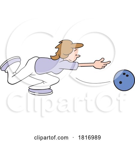 Cartoon Woman Bowling Licensed Clipart by Johnny Sajem