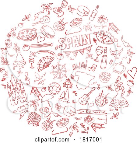 Spain Doodles in a Circle by Domenico Condello