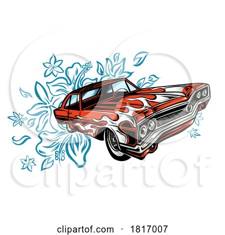 Muscle Car with Flowers Licensed Clipart by Domenico Condello