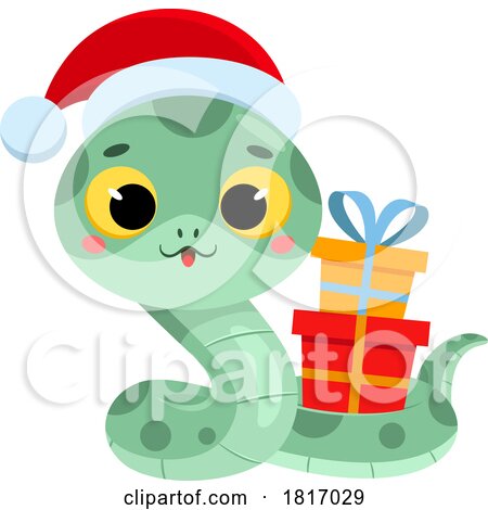 Cartoon Cute Christmas Snake Licensed Clipart by Hit Toon