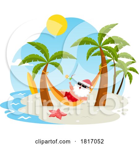 Cartoon Vacation Santa Claus in a Hammock Licensed Clipart by Hit Toon