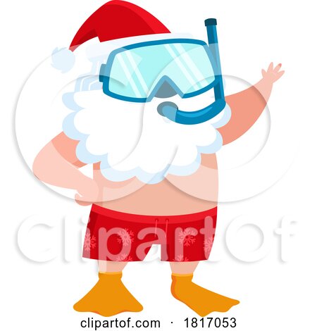 Cartoon Vacation Santa Claus Snorkeling Licensed Clipart by Hit Toon