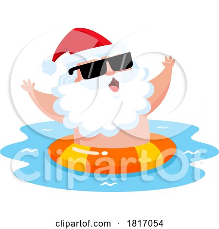 Cartoon Vacation Santa Claus Swimming Licensed Clipart by Hit Toon