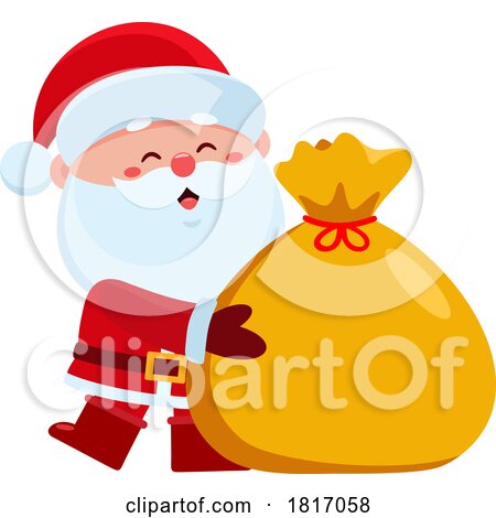 Cartoon Santa Claus with His Sack Licensed Clipart by Hit Toon