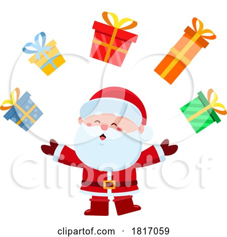 Cartoon Santa Claus with Gifts Licensed Clipart by Hit Toon