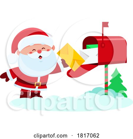 Cartoon Santa Claus Sending Mail Licensed Clipart by Hit Toon