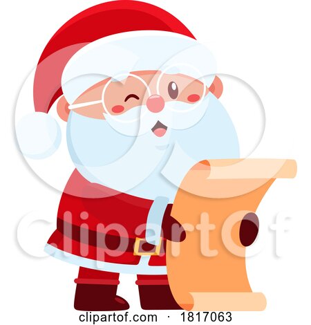 Cartoon Santa Claus Holding a List Licensed Clipart by Hit Toon