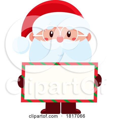 Cartoon Santa Claus Holding a Sign Licensed Clipart by Hit Toon