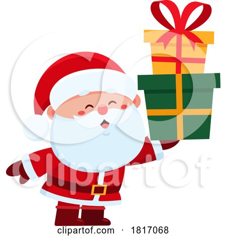 Cartoon Santa Claus Holding Gifts Licensed Clipart by Hit Toon