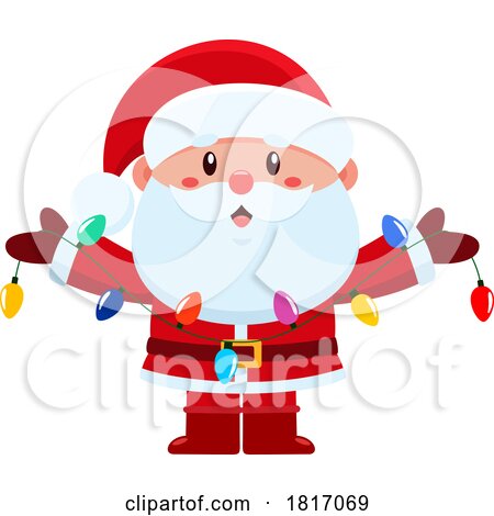 Cartoon Santa Claus with Christmas Lights Licensed Clipart by Hit Toon