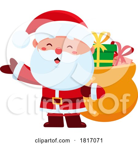 Cartoon Santa Claus with Sack of Gifts Licensed Clipart by Hit Toon