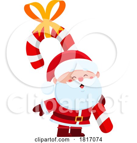 Cartoon Santa Claus with a Candy Cane Licensed Clipart by Hit Toon