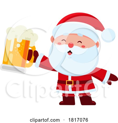 Cartoon Santa Claus with Beer Licensed Clipart by Hit Toon