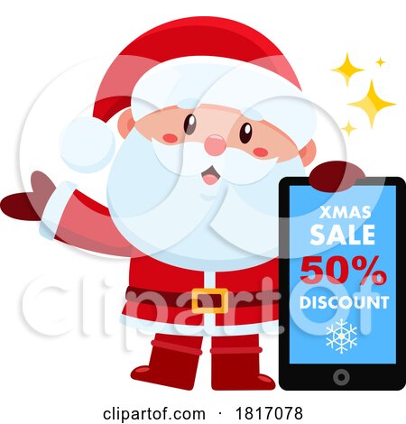 Cartoon Santa Claus with a Discount Sign Licensed Clipart by Hit Toon