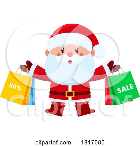 Cartoon Santa Claus with Sale Bags Licensed Clipart by Hit Toon