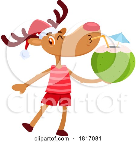 Cartoon Christmas Reindeer on Vacation Licensed Clipart by Hit Toon